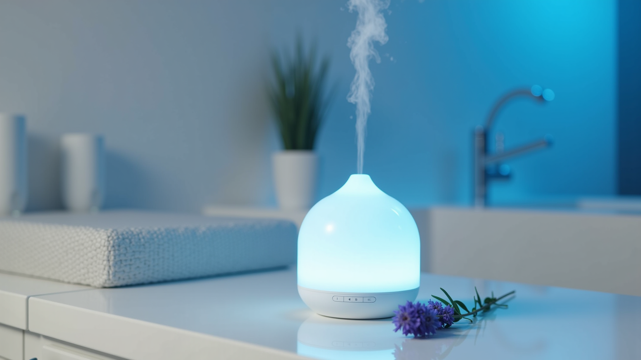 Aromatherapy diffuser in a relaxing spa room